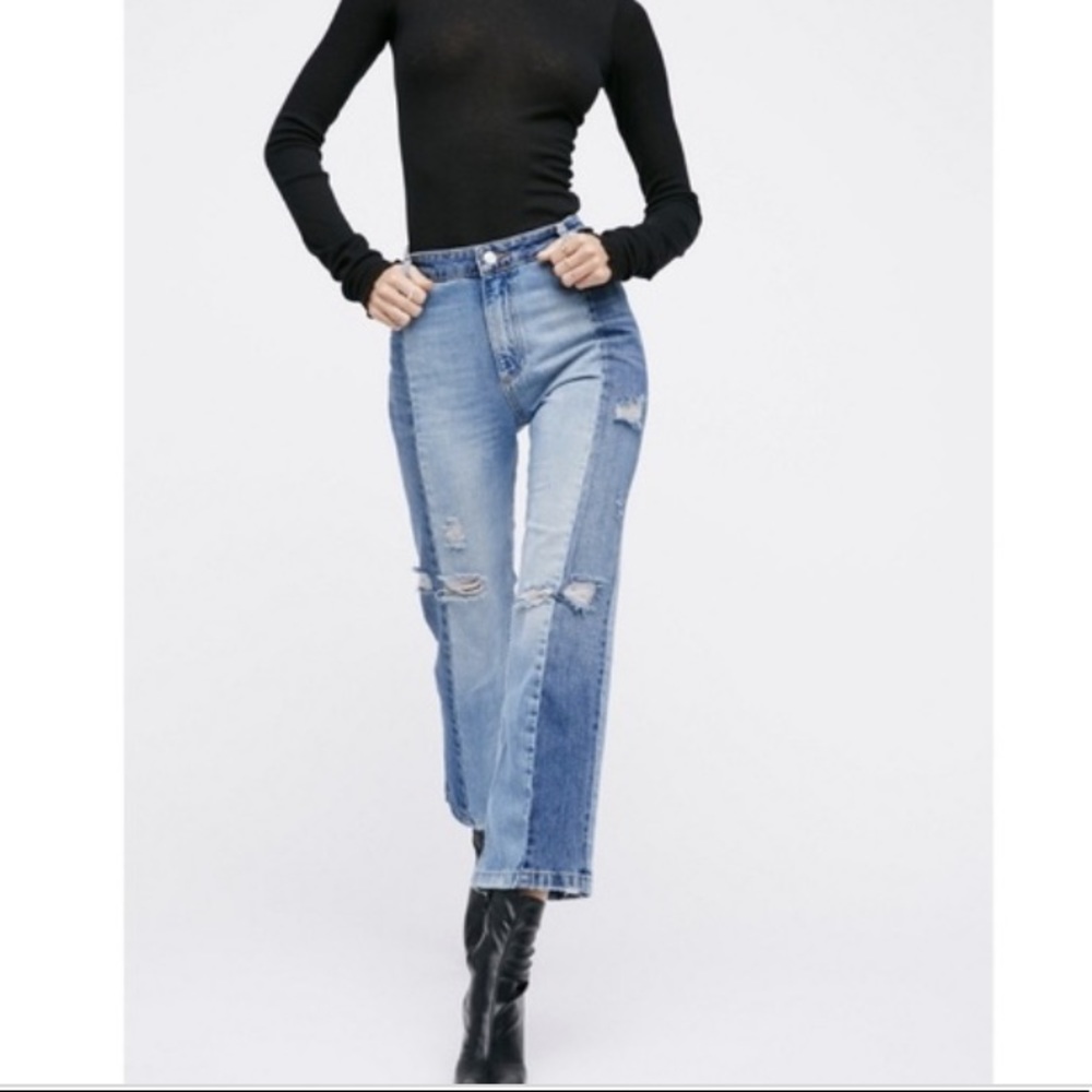 Free People Two-Toned Distressed Jeans - Size 26